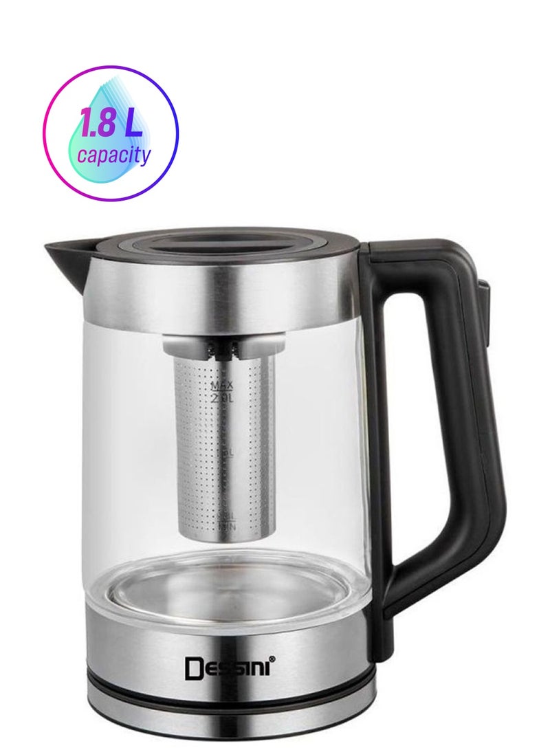 DESSINI Electric Kettle 1.8 L 1500 W KD2020 Silver/clear/Black - Image 1