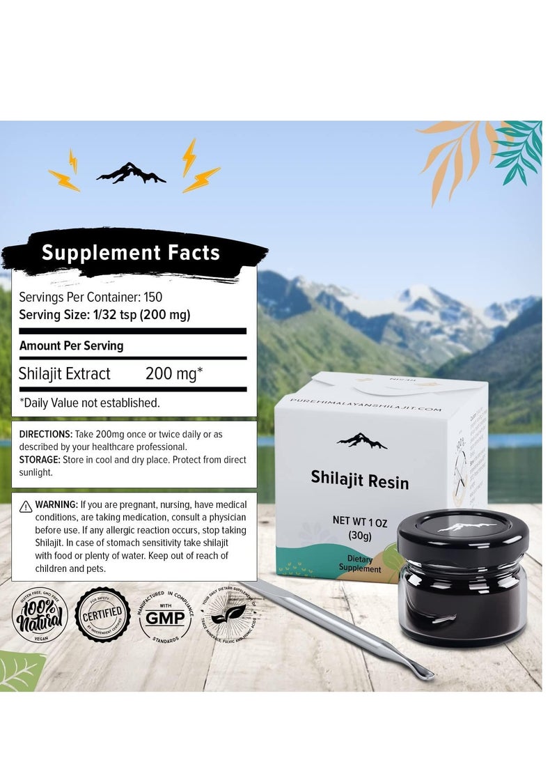 بيوريست شيلاجيت الهيمالايا، دعم مناعي عالي القيمة الغذائية للرجال والنساء، 30 جرام، إمداد لمدة 5 أشهر - Image 2