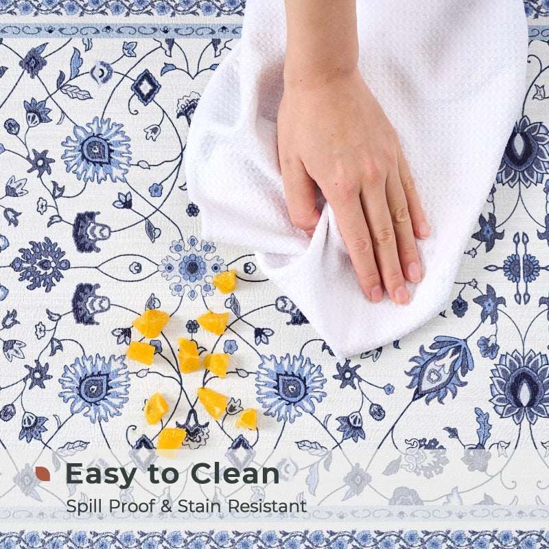 FRESHMINT Anti Fatigue Kitchen Mats for Floor 2 Piece Set, Waterproof & Non-Skid Vintage Floarl Kitchen Rugs, Cushioned Kitchen Mat for Standing Washable Comfort Desk Kitchen Runners, 17x30''+17x47'' - Image 4