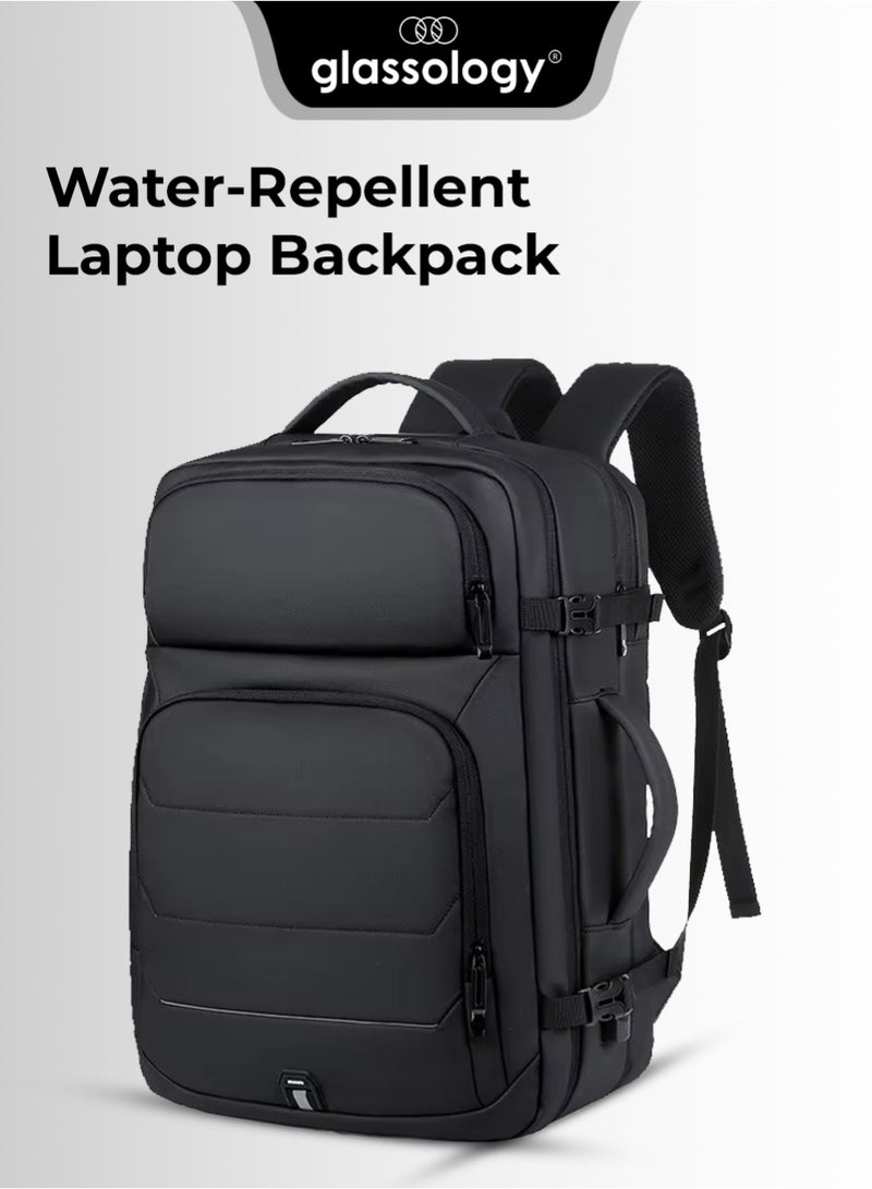 glassology Faux Leather Laptop Backpack 15.6" – Water-Repellant Travel & College Bag for Men & Women, Stylish & Durable - Image 1
