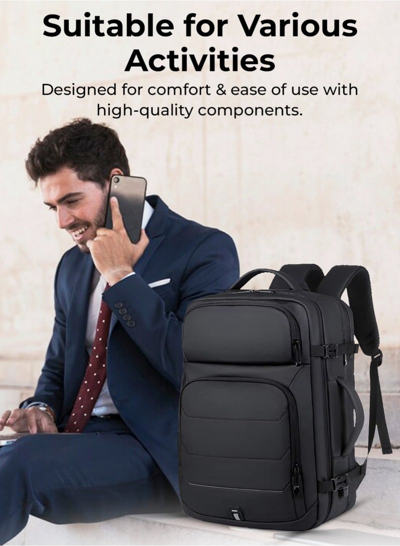 glassology Faux Leather Laptop Backpack 15.6" – Water-Repellant Travel & College Bag for Men & Women, Stylish & Durable - Image 3