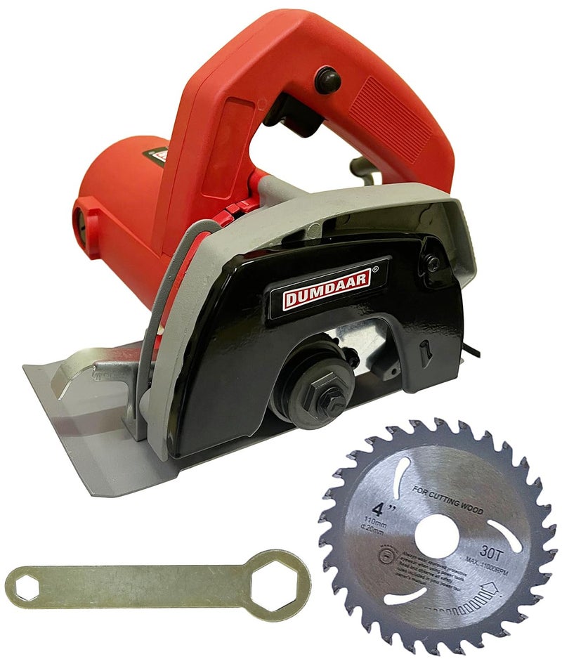 Inditrust Dumdaar Flat Wood/Marble cutting machine 1400W with 1pc Wood Cutting blade set Handheld Tile Cutter 110mm (RED) - Image 1
