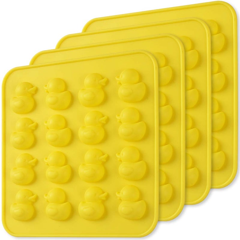 Newk Duck Chocolate Silicone Mold 4 Packs 16 Cavity NonStick Food Grade Silicone Molds for Ice Cube Jelly Fondant Hard Candy