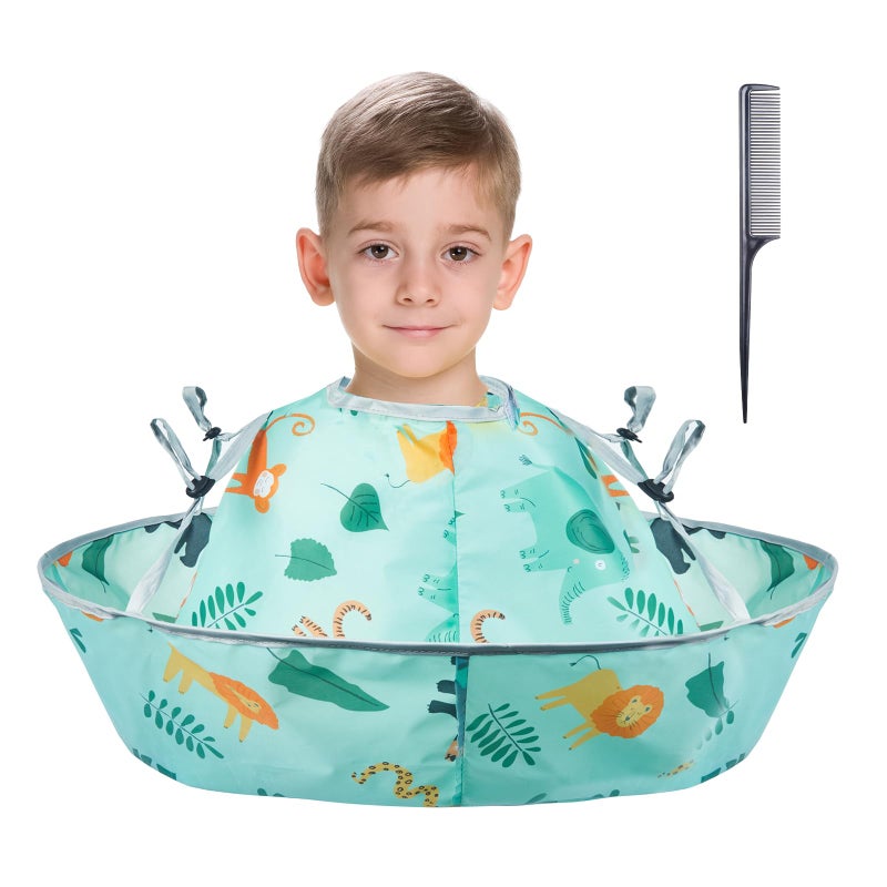 Lictin Haircut Capes Umbrella for Kids - Hair Cutting Haircut Cape Kids Waterproof Foldable Adjustment, Hairdressing Umbrella Cape Apron with 1PCS Black Comb - Image 1