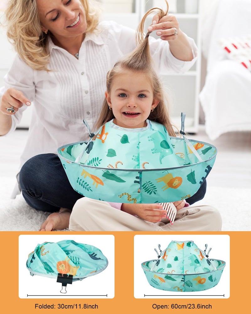 Lictin Haircut Capes Umbrella for Kids - Hair Cutting Haircut Cape Kids Waterproof Foldable Adjustment, Hairdressing Umbrella Cape Apron with 1PCS Black Comb - Image 2
