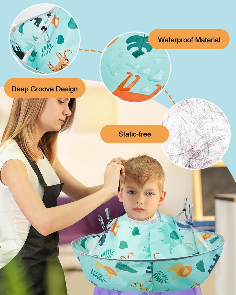 Lictin Haircut Capes Umbrella for Kids - Hair Cutting Haircut Cape Kids Waterproof Foldable Adjustment, Hairdressing Umbrella Cape Apron with 1PCS Black Comb - Image 4