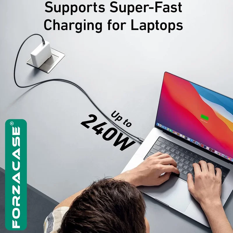 Forzacase 240W PD Type-C to Type-C LED Display 8K@60Hz 40GBPS Data and Charging Cable - FC896