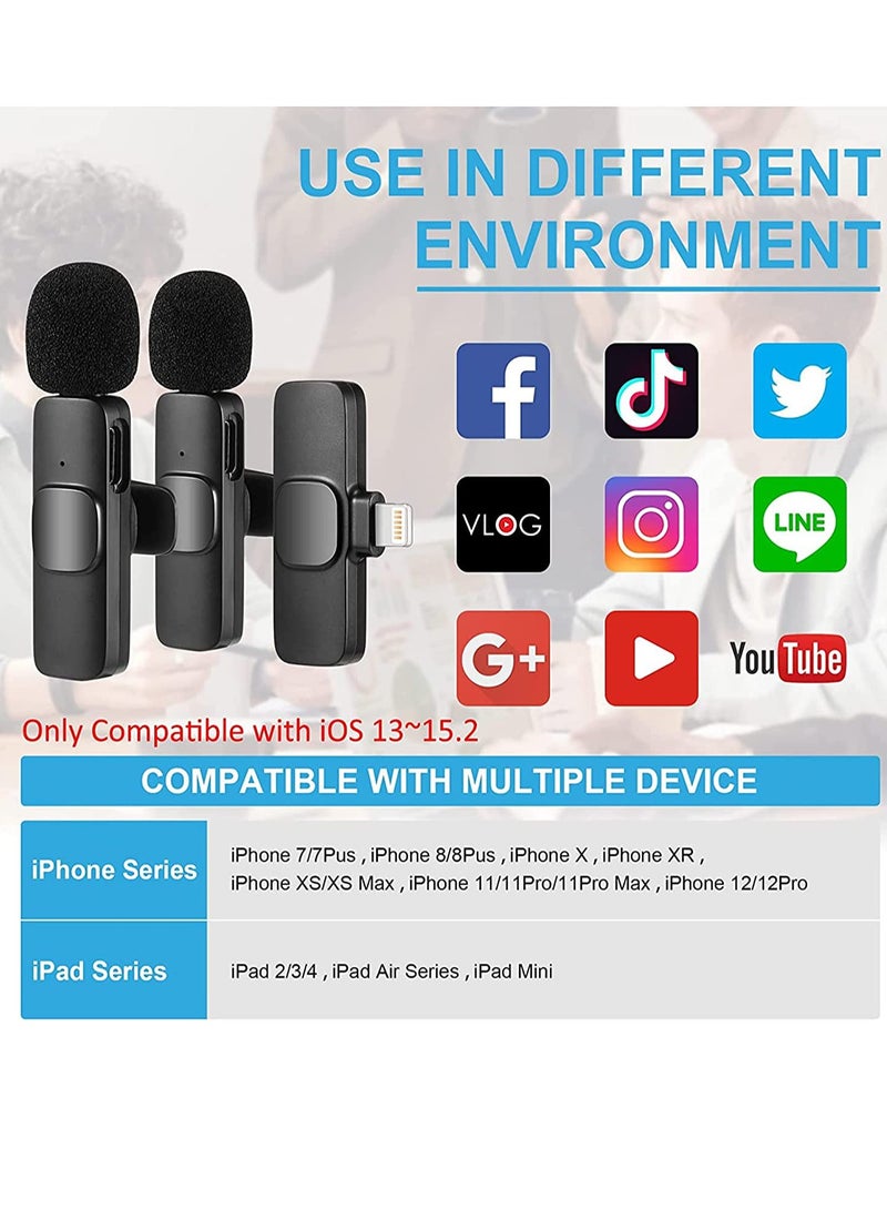 Wireless Lavalier Microphone for iPhone iPad, Plug-Play Wireless Mic for Recording, Live Stream, YouTube,, Facebook, Noise Reduction Auto-Sync - Image 3