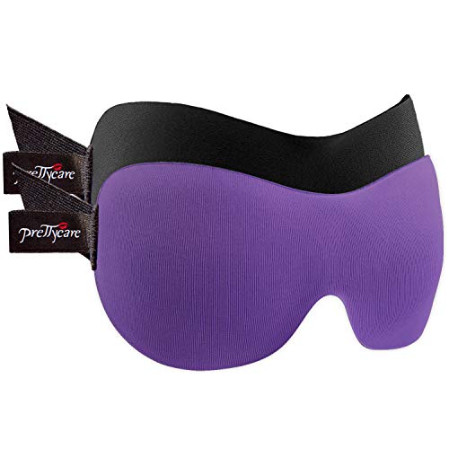 PrettyCare 3D Sleep Mask 2 PackEye Mask for Sleeping 3D Contoured Sleeping Mask Blackout Out Light  Blindfold Airplane with Ear Plugs Night Masks with Travel Bag BlackPurple