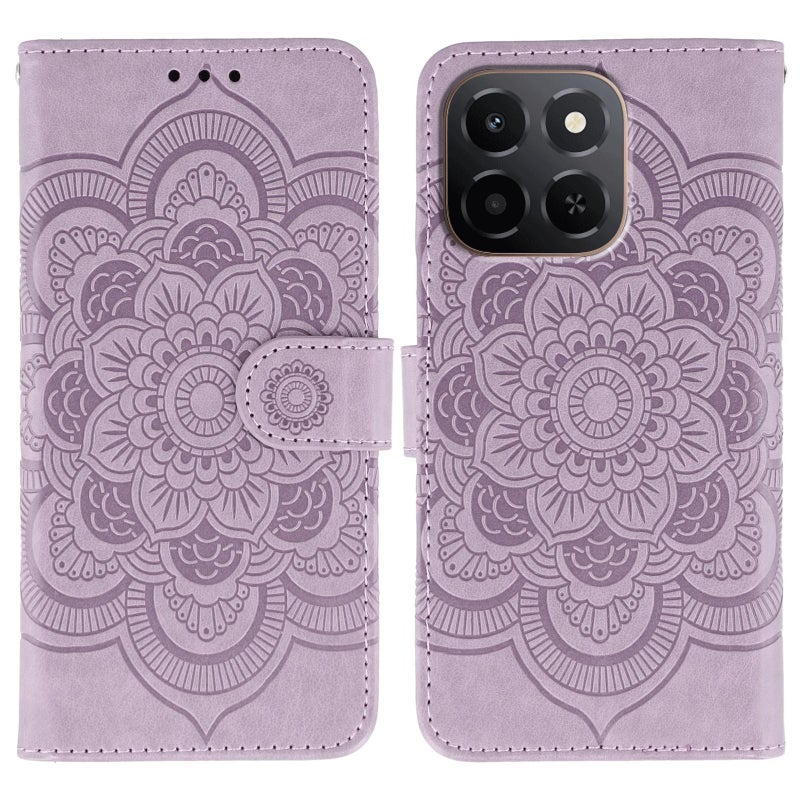 erorex For Honor X6c 4G Sun Mandala Embossing Pattern Phone Leather Case(Purple) - Image 1