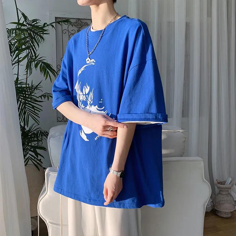 Men'S Short-Sleeved T-Shirt New Klein Blue Korean Fashionable Ins Loose All-Match Half-Sleeved T-Shirt - Image 5