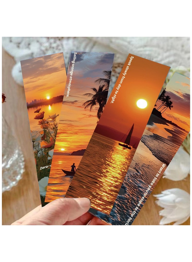 Generic 30Pcs Paper Sunset Bookmarks Aesthetic Design Nice Scenery bookmarks 15 x 4cm Sunset Bookmarks Set Bulk for Women, Book Lovers - Image 2