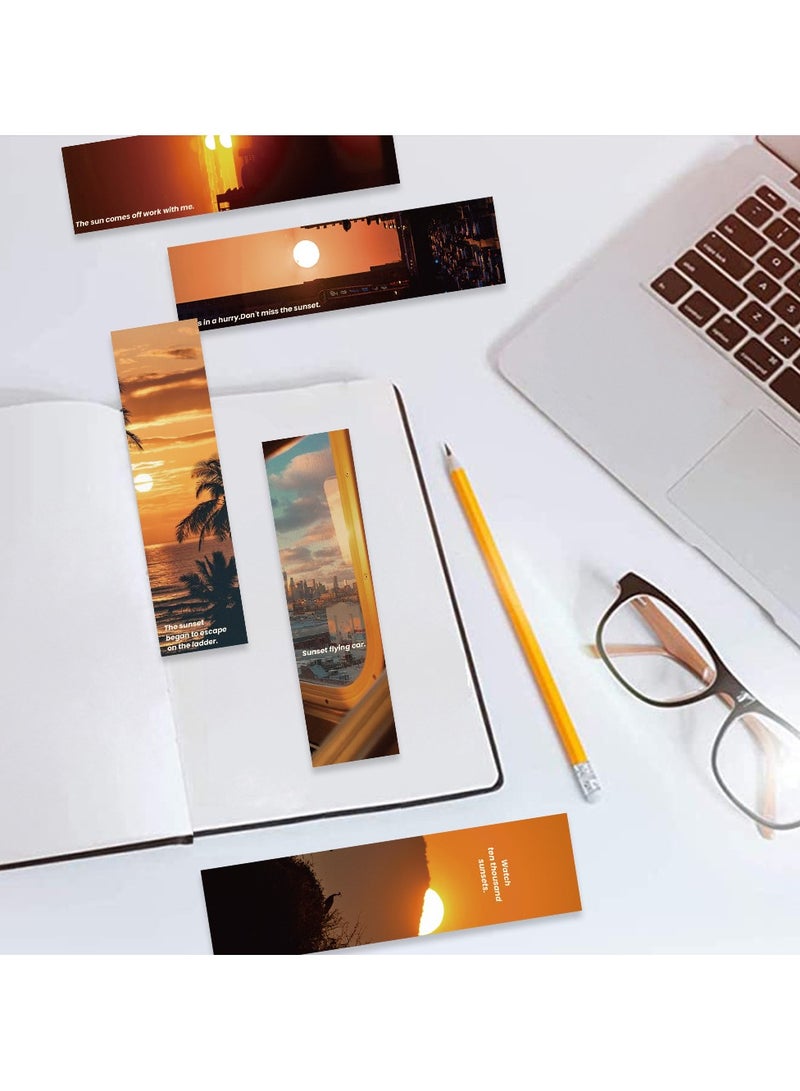 Generic 30Pcs Paper Sunset Bookmarks Aesthetic Design Nice Scenery bookmarks 15 x 4cm Sunset Bookmarks Set Bulk for Women, Book Lovers - Image 4