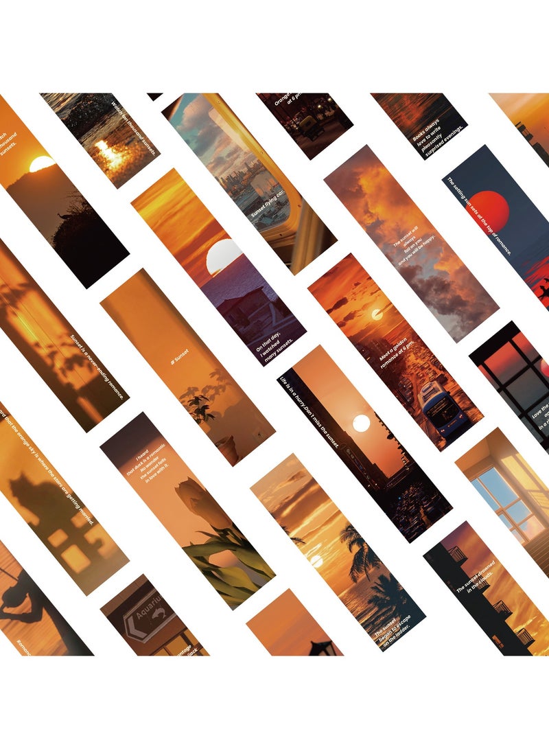 Generic 30Pcs Paper Sunset Bookmarks Aesthetic Design Nice Scenery bookmarks 15 x 4cm Sunset Bookmarks Set Bulk for Women, Book Lovers - Image 3
