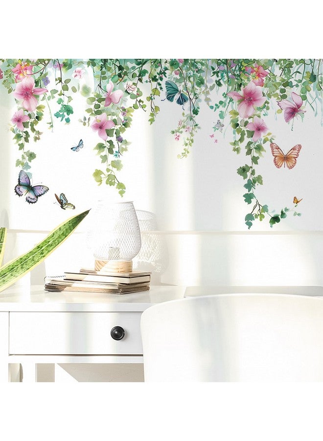 TUOKING Vines Flowers Wall Stickers Removable Butterfly Wall Murals Peel and Stick Wall Art Decal Home Decor for Kitchen,Bedroom,Living Room(fun-c20) - Image 5