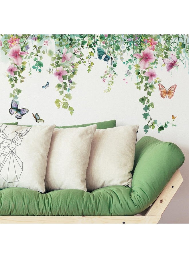 TUOKING Vines Flowers Wall Stickers Removable Butterfly Wall Murals Peel and Stick Wall Art Decal Home Decor for Kitchen,Bedroom,Living Room(fun-c20) - Image 1