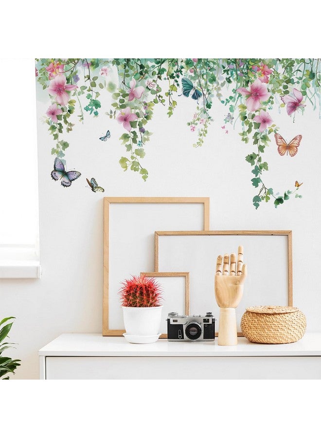TUOKING Vines Flowers Wall Stickers Removable Butterfly Wall Murals Peel and Stick Wall Art Decal Home Decor for Kitchen,Bedroom,Living Room(fun-c20) - Image 3