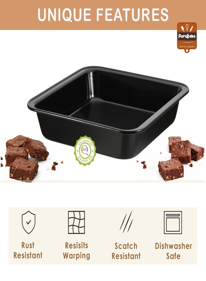 PureBake Premium SGS Certified Bread Loaf Pan Mould, Rectangular Cake Mould For Baking, Non-Sticky With Teflon Coating (6 Cavity Cup, Square Cake Tin),Black - Image 3