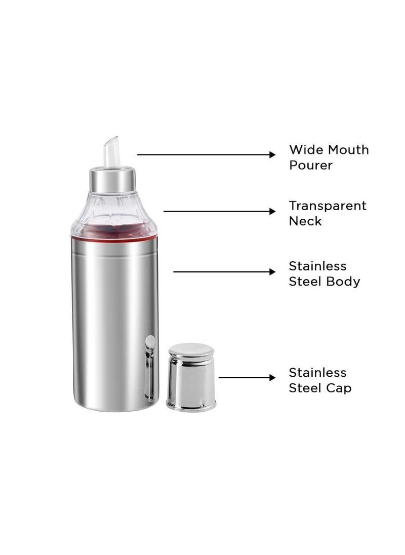 FINALITY finality Stainless Steel Oil Dispenser Coocking Oil Container with NozzleOil Pourer Silver Red Color 1000ml Pack of 1  - Image 5