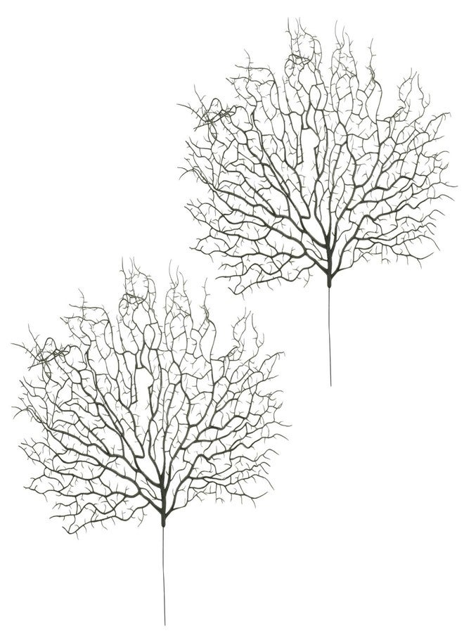 OUNONA Simulated Coral Branches 2Pcs, Artificial Coral Branches, Green Faux Sea Fan for Home Decoration DIY Wedding Decor Aquarium Centerpiece - Image 1