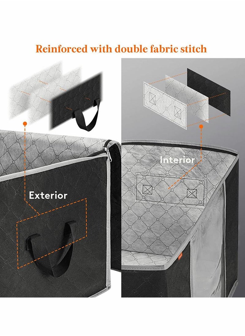 3PCS Large Capacity Clothes Storage Bag Organizer with Reinforced Handle Thick Fabric for Comforters Blankets Bedding Foldable with Sturdy Zipper Clear Window
