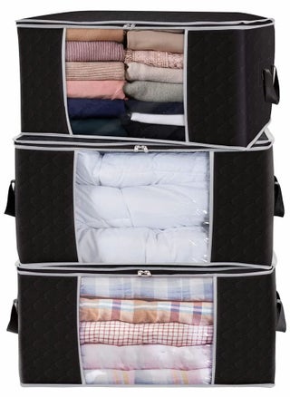 3PCS Large Capacity Clothes Storage Bag Organizer with Reinforced Handle Thick Fabric for Comforters Blankets Bedding Foldable with Sturdy Zipper Clear Window - pzsku/ZCC74F337994C9468BA95Z/45/_/1652249270/23938164-ebce-4c73-afab-b59b5f5b76c4