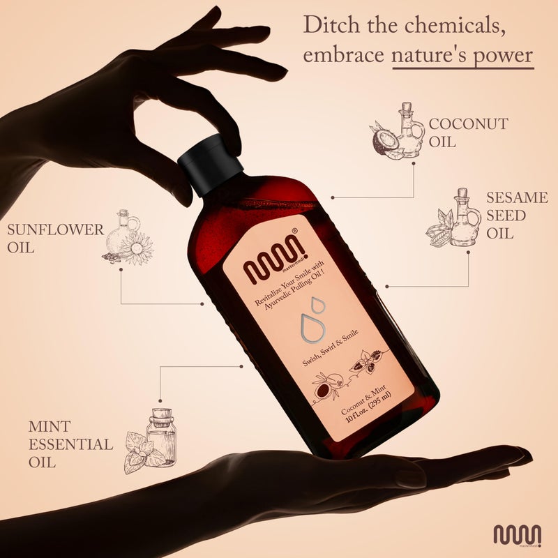 MasterMedi Coconut and Peppermint Oil Pulling (10 Fl.Oz), Mint Oil Pulling Mouthwash, Alcohol Free Natural Coconut Oil Pulling for Teeth Whitening,Fresh Breath and Healthier Gum (Pack of 1) - Image 2