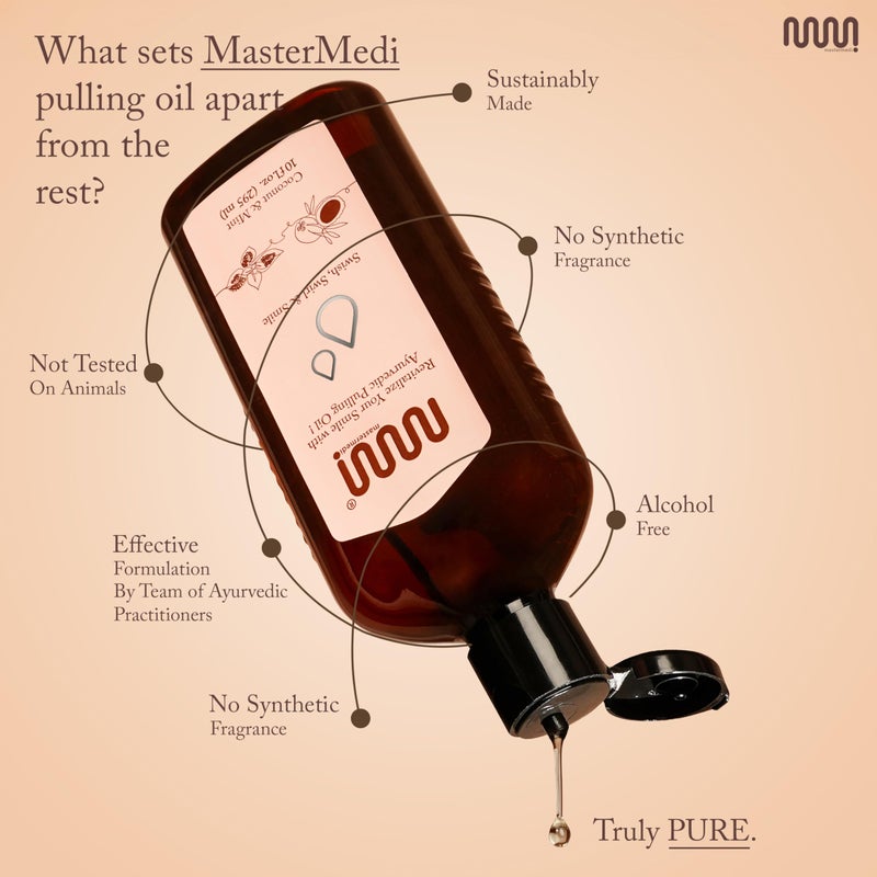 MasterMedi Coconut and Peppermint Oil Pulling (10 Fl.Oz), Mint Oil Pulling Mouthwash, Alcohol Free Natural Coconut Oil Pulling for Teeth Whitening,Fresh Breath and Healthier Gum (Pack of 1) - Image 3