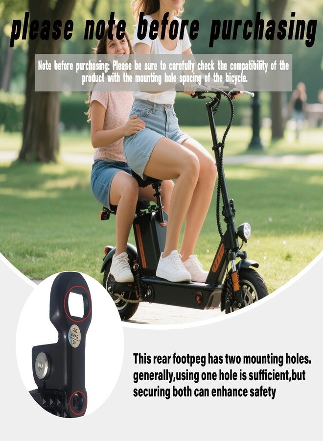 RainFlowwer 2PCS Foldable Bike Pegs - Round Hole Rear Pedals for E-Bike, Mountain Bike & Folding Bicycle - Non-Slip, Durable & Space-Saving (Black) - Image 4