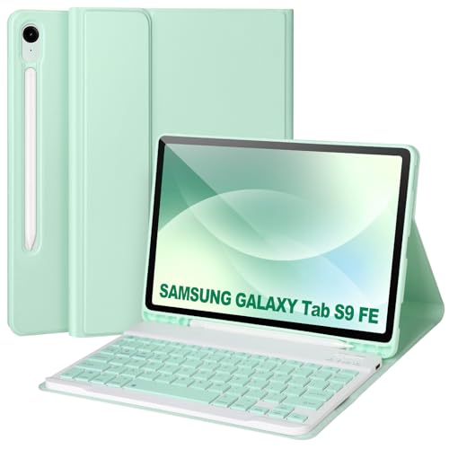 APHBZGE Keyboard Case for Samsung Galaxy Tab S10 Lite/S10 FE / S9 FE / S9 10.9-11 inch 2025/2023,Detachable Wireless Bluetooth Keyboard for Galaxy S10 FE,Auto Wake/Sleep with S Pen Holder, Green - Image 1