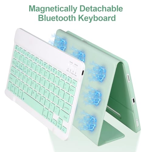 APHBZGE Keyboard Case for Samsung Galaxy Tab S10 Lite/S10 FE / S9 FE / S9 10.9-11 inch 2025/2023,Detachable Wireless Bluetooth Keyboard for Galaxy S10 FE,Auto Wake/Sleep with S Pen Holder, Green - Image 5