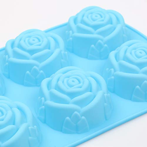 homEdge 6-Cavity Silicone Flowers Shaped Mold, Set of 3PCS Non Stick Silicone Jumbo Rose Mold for Candy Chocolate Jelly, Ice Cube – Roses - Image 3