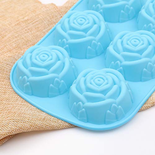 homEdge 6-Cavity Silicone Flowers Shaped Mold, Set of 3PCS Non Stick Silicone Jumbo Rose Mold for Candy Chocolate Jelly, Ice Cube – Roses - Image 4