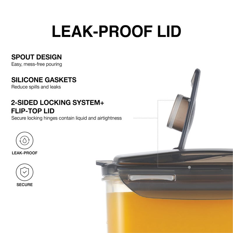 LocknLock Aqua Fridge Door Water Jug with Handle BPA Free Plastic Pitcher with Flip Top Lid Perfect for Making Teas and Juices, 3 Quarts, Gray - Image 2