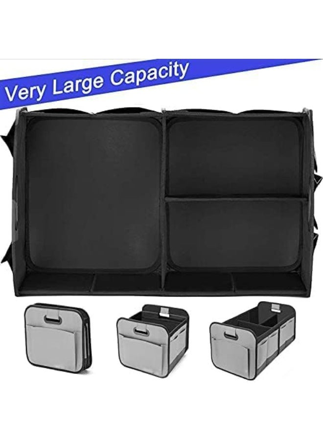 LukRosey Trunk Organizer for Car,Car Storage,Reinforced Handles,Collapsible Storage Box with Dividers,Foldable and Waterproof,600D Oxford Polyester,Suitable for Any Car,SUV,Van (Grey)  - Image 2