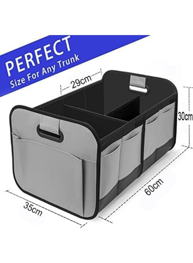 LukRosey Trunk Organizer for Car,Car Storage,Reinforced Handles,Collapsible Storage Box with Dividers,Foldable and Waterproof,600D Oxford Polyester,Suitable for Any Car,SUV,Van (Grey)  - Image 4