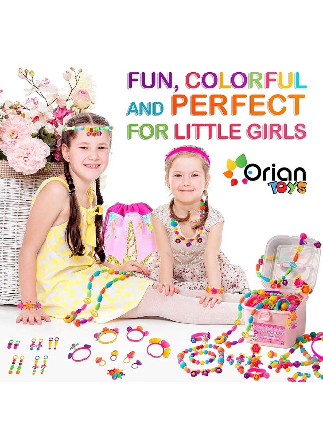 ORIAN Pop Beads Jewelry Making Kit for Girls, 550+ Piece Set for Girls Ages 3 and Up,Colorful Snap Beads,Bracelet,Necklaces and Rings Unicorn Gift Bag - Image 5