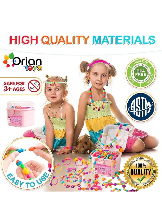 ORIAN Pop Beads Jewelry Making Kit for Girls, 550+ Piece Set for Girls Ages 3 and Up,Colorful Snap Beads,Bracelet,Necklaces and Rings Unicorn Gift Bag - Image 3