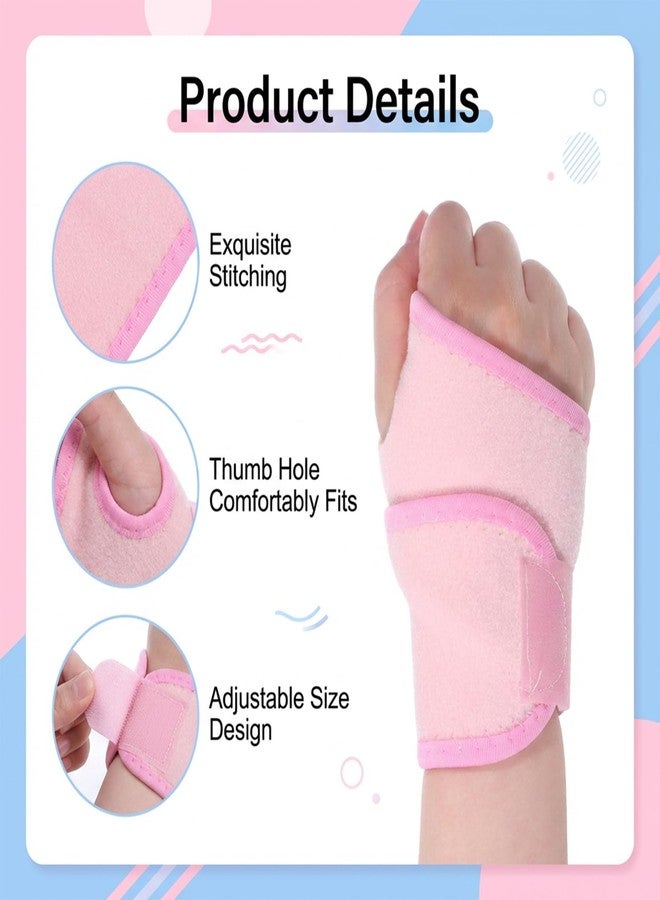 Tweruna 4 PCS Kids Wrist Brace, 13 X 3 Inches Youth Kid Wrist Brace, Night Wrist Sleep Support Brace, Adjustable Compression Straps for Sports and Daily Activities(Pink, Black) - Image 3