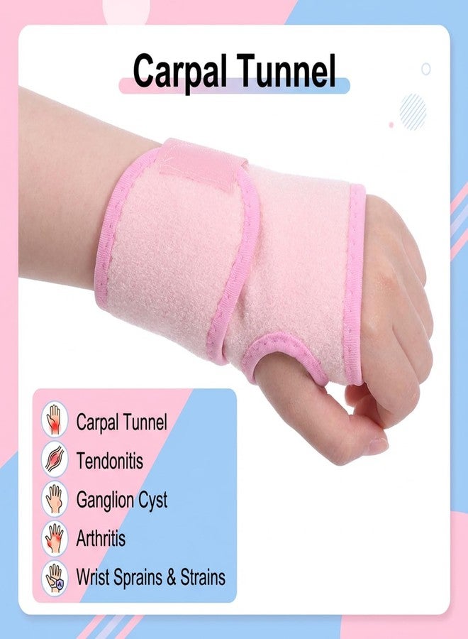 Tweruna 4 PCS Kids Wrist Brace, 13 X 3 Inches Youth Kid Wrist Brace, Night Wrist Sleep Support Brace, Adjustable Compression Straps for Sports and Daily Activities(Pink, Black) - Image 5