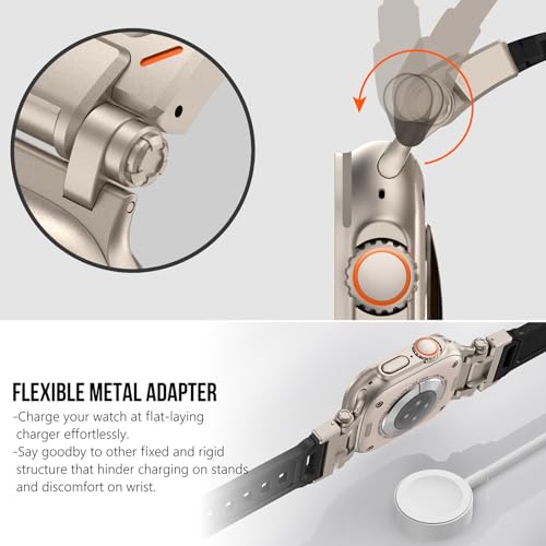 KADES Rugged TPU Sport Band for Apple Watch Ultra 3/2/1 49mm, Metal Connectors for Apple Watch Series 11/10 46mm Series SE3/9/8/SE2/7/6/SE/5/4/3/2/1 45mm/44mm/42mm, Titanium/Black - Image 3