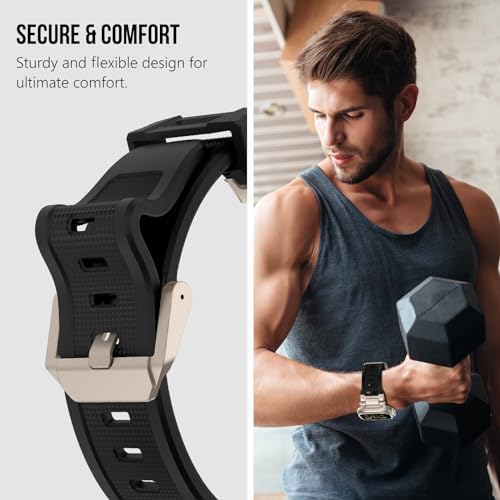 KADES Rugged TPU Sport Band for Apple Watch Ultra 3/2/1 49mm, Metal Connectors for Apple Watch Series 11/10 46mm Series SE3/9/8/SE2/7/6/SE/5/4/3/2/1 45mm/44mm/42mm, Titanium/Black - Image 5