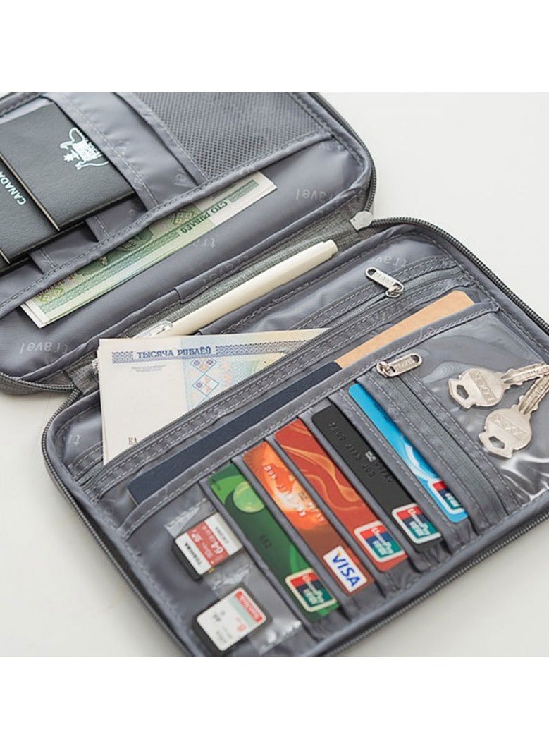 Family Passport Holder Wallet - RFID Blocking Waterproof Travel Document Organizer for Women & Men, Large Capacity ID Card Credit Card Flight Tickets Money Phone Pocket (Grey)  - Image 3