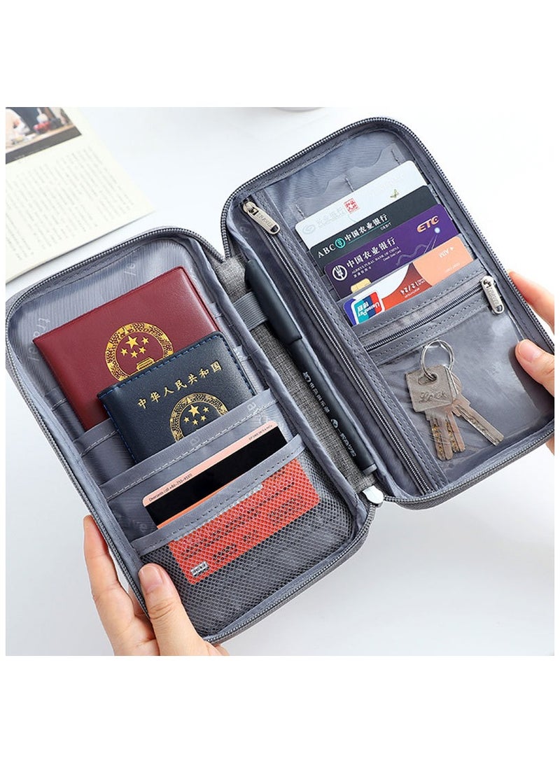 Family Passport Holder Wallet - RFID Blocking Waterproof Travel Document Organizer for Women & Men, Large Capacity ID Card Credit Card Flight Tickets Money Phone Pocket (Grey)  - Image 2
