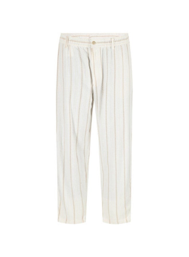 Zara men's Color-block Striped Cotton Pants - Soft, Comfortable & Versatile Loose Fit - Image 1