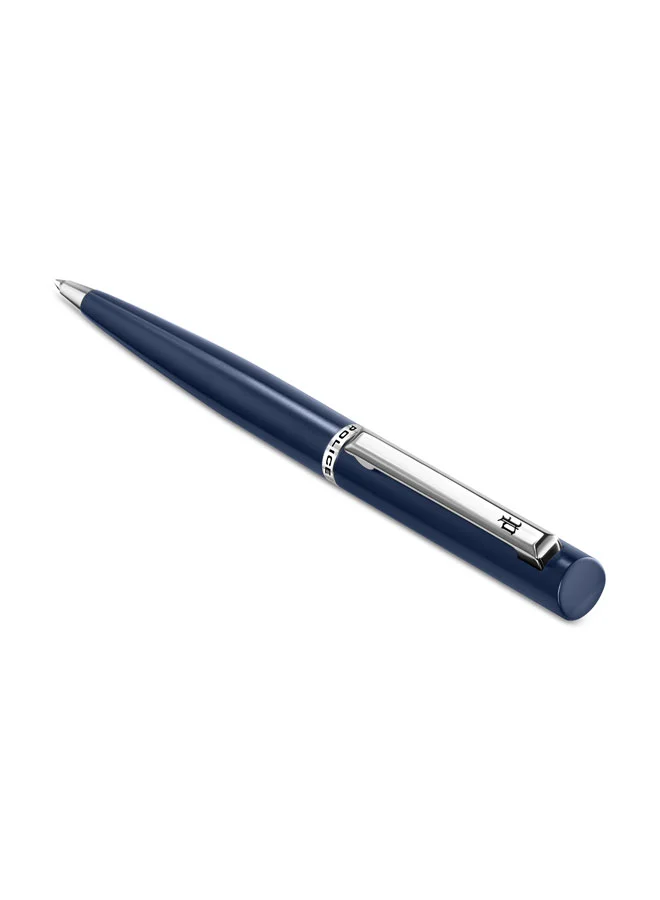 POLICE Sagona Stainless Steel Trims Twist Ballpoint Pen for Men, Blue Ink