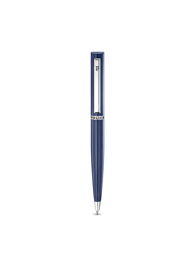 POLICE Sagona Stainless Steel Trims Twist Ballpoint Pen for Men, Blue Ink