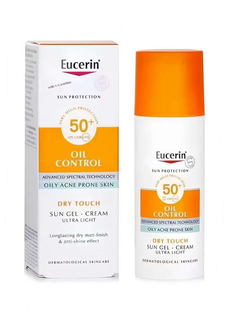 يوسيرين واقي شمس للوجه، جاف وخفيف الوزن، تأثير غير لامع يدوم طويلاً، عامل حماية من أشعة الشمس SPF50+ عالي من الأشعة فوق البنفسجية الطويلة والمتوسطة، مناسب للبشرة الدهنية والمعرضة لحب الشباب 50 مل - Image 1