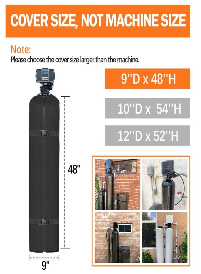 SUNICO Water Softener Cover Outdoor, 3 Layers Insulation Water Softener Tank Jacket, Heavy Duty Outdoor Insulated Water Softener Tank Cover, Water Softener Covers for Outside Units, 9''D x 48''H- Black - Image 3