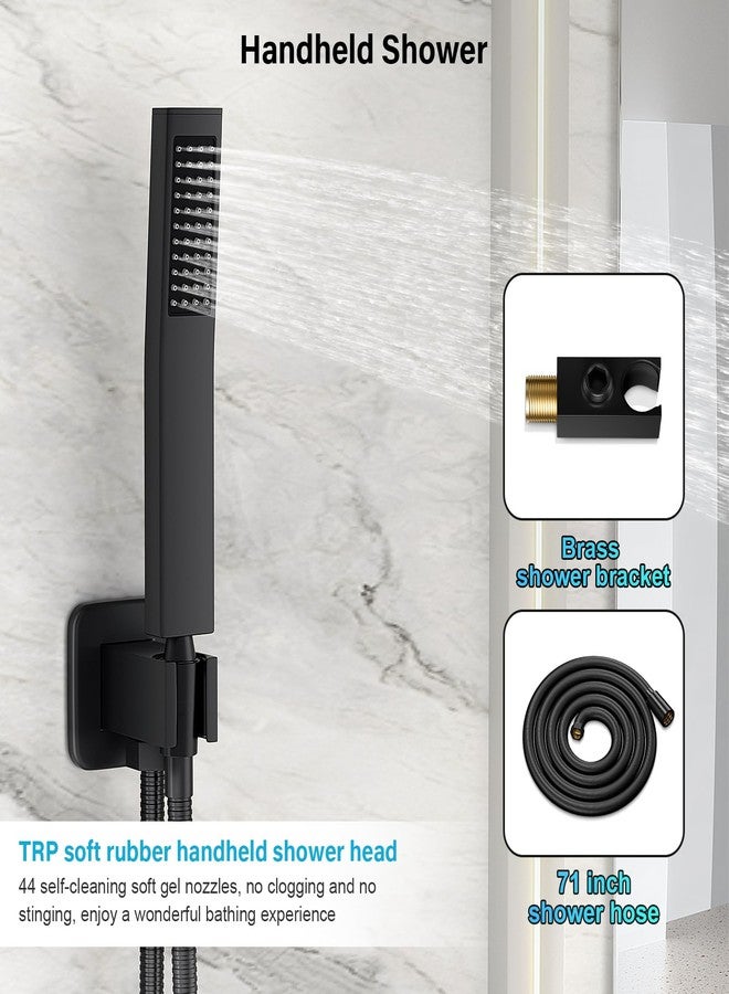 FPXRNG Black Shower Faucet Set, Rainfall Shower System with Square Shower Head and Handle Set, Wall Mounted Shower Fixtures, Full Metal Trim Repair Kit 8 inch Matte Black (With Shower Valve) - Image 5
